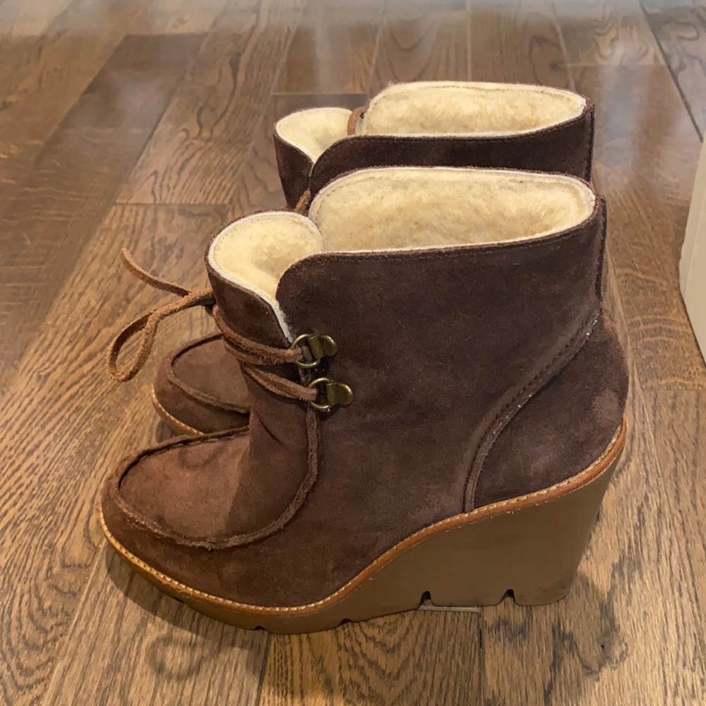 Michael Kota Brown Shearling Booties